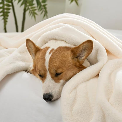 Waterproof Pet Blanket, Ultra Soft Luxury Faux Fur Throw Blanket for Couch, Cozy Warm Plush Blanket for Sofa Bedroom Living Room, Liquid Pee Proof for Large Dog or Cat, 30x40 inch, Cream