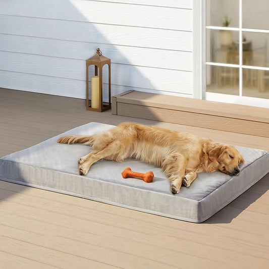 RPETHOME Indestructible Dog Beds for Large Dogs, Chew Proof Dogs Bed with Orthopedic Egg Foam, Outdoor Waterproof Pet Bed Mat with Washable Cover for Crate Pad and Cages,Jumbo