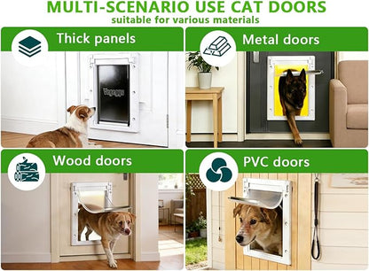 Dog Door Doggy Door Easy Install - Wood & PVC Doors & Walls，Dgooie Free Movement & Flexible Control - 2 Magnetic Flaps & Sliding Lock,Telescoping Frame,8 1/8" x 13 2/5" for Medium Dogs Up to 40 lb
