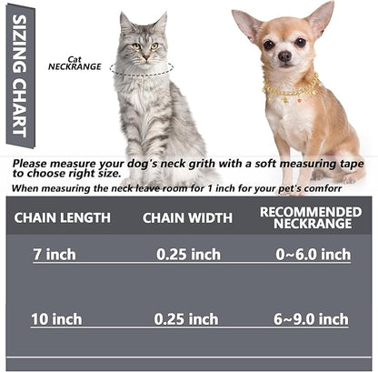 HOWWFALY Dog Collar and Cat Chain Necklace Stainless Steel Adjustable 18K Gold Heart-Shaped Rhinestone Necklace with Bell Accessory for Small Pets Cats Kitten Puppy