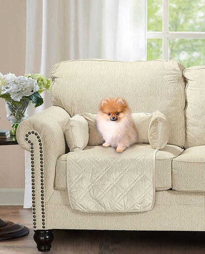 Brilliant Sunshine Premium Calming Dog Bed Mat, Silky Velvet, Removable Washable Cover, Cushion Protector and Couch Covers for Dogs, Pets, Cats, Small, Beige Natural