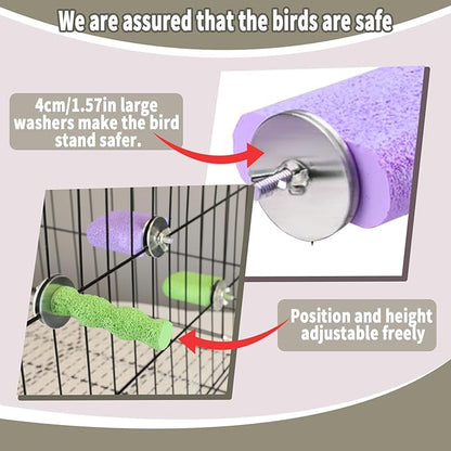 4PCS Bird Beak Grinding Stone,Cage Accessories for Parakeets,Bird Parrot Cage Perch, Stand Platform Foot Claws Trimmer Chewing Toys for Budgies, Parakeets, Cockatiels, Conures