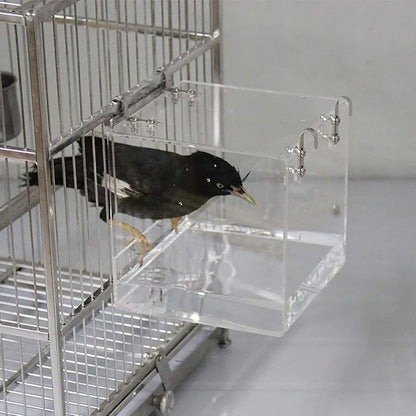 Hanging Bird Bath Cube Bird Bathtub Bath Shower Box Bowl Cage Accessory for Small Bird Canary Budgerigar Parrots Crested Myna Cockatiel