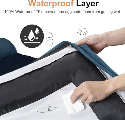 Small Dog Bed Orthopedic Washable: Beds Bolster Small Sized Dogs Bed Egg Crate Foam Couch Sofa Waterproof with Removable Cover - Navy Blue