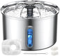 Cat Water Fountain Stainless Steel, 118oz/ 3.5L Large Capacity Automatic Pet Water Dispenser for Drinking with Level Window, Ultra Quiet Pump, 2 Replacement Filters & Pre-Filter Sponges for Dog