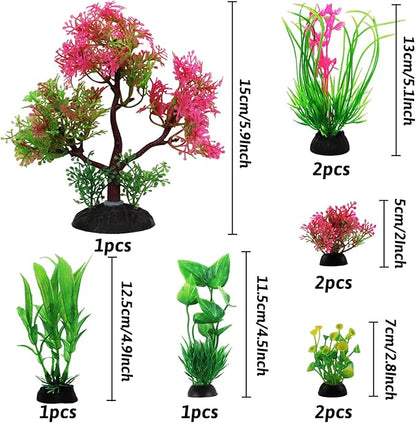 Aquarium Plants with Natural Decorations Shells, 15pcs Fish Tank Decoration Colorful Artificial Fish Tank Decor Plants Aquarium Decorations for Household and Office Aquarium Simulation