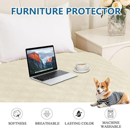 hyha Waterproof Dog Blanket, Reversible Pet Bed Blanket, Soft Sofa Couch Cover for Dogs Washable, Waterproof Pet Couch Covers for Sofa Puppy Cats Furniture Protector(68"x82", Beige/Beige)