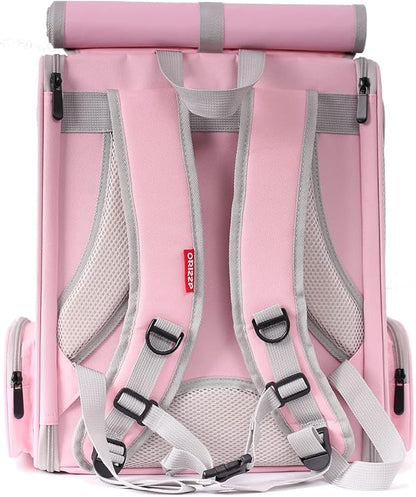 Bird Carrier Backpack with Wooden Stand Perch, Vented and Breathable Bag to Carry Parakeet Cockatiel Conure Parrot (Pink, Bird Backpack)