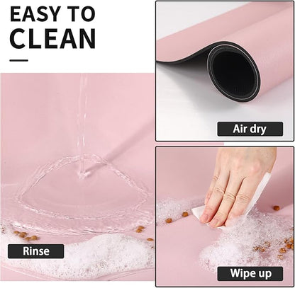 Dog Food Mat - Absorbent Cat Mat for Food and Water, No Stains Pet Feeding Bowl Mat, Easy to Clean Pet Placemats, Quick Dry Dog Water Dispenser Mat for Messy Drinkers | Pink 12"x 19"