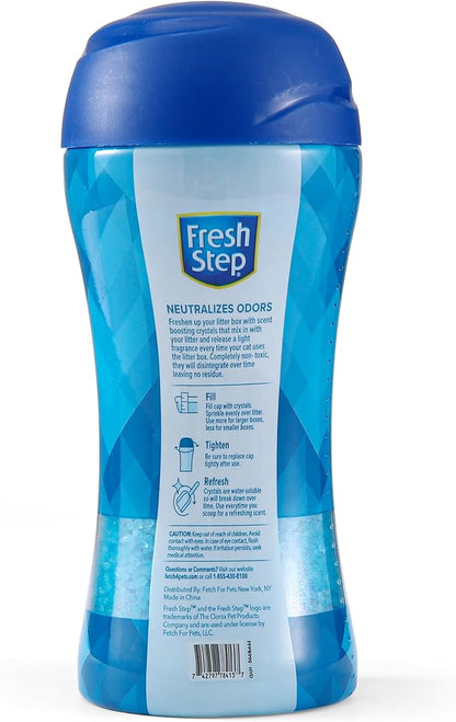 Fresh Step Cat Litter Crystals Deodorizer, Non Toxic Odor Neutralizing Crystals for Litter Boxes that Help Control Smells and Keep Home Areas Fresh, Fresh Scent, 15 Ounce - 12 Pack