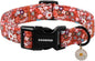 DOGWONG Red Flower Dog Collar, Cute Adjustable Floral Collar, Girl Female Dog Collar with Strong Plastic Buckle for Small Medium Large Dogs,XS