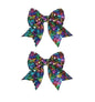 3-inch Sequined Bow Hair Clips For Baby Girls, Toddler, Kids and Young Women Birthday Party Wedding Christmas Occasions Pet Accessories Set of 2 (Rainbow Black)