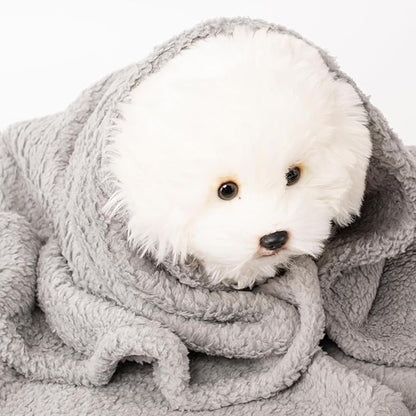3 Blankets, Dog Cat Pet Blanket, Soft Warm Fleece, for Puppy, Small Dogs or Kitten, Cats, Plush Fuzzy Blanket for Bed, Sofa, Travel (32" x 24", 3/Pack, Beige+Light Gray+Dark Gray)