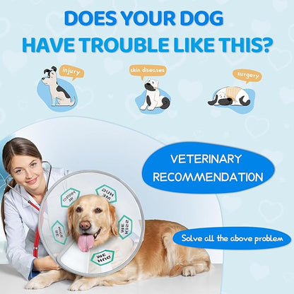 Supet Dog Cone Collar After Surgery to Stop Licking: Adjustable Recovery Elizabeth Collar Alternative for Large Medium Small Dogs, Plastic Pet Head Neck Cone (2XL)