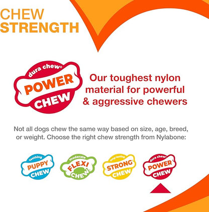 Nylabone Textured Bone Power Chew Toy for Dogs, Durable & Tough Dog Toys for Aggressive Chewers, Basted Blast Bacon & Steak Flavor, Medium Dogs - Up to 35 lbs, 1 Count