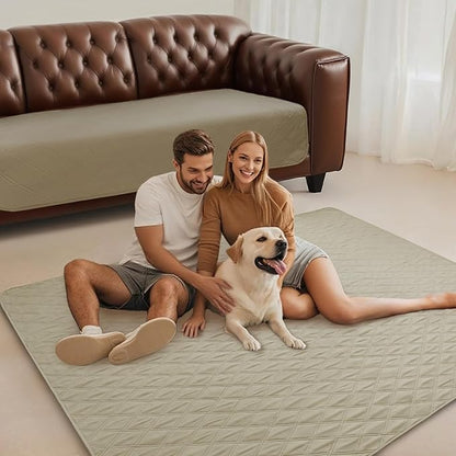 Luciphia 100% Waterproof Couch Cover Blanket for Dogs Anti-Slip Pet Couch Protector Sofa Mat Puppy Cat Blanket with Non-Slip Bottom, Taupe White, 40x50 Inch