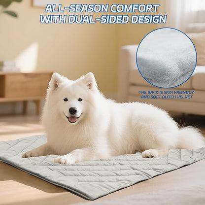 Dog Cooling Mat Self Coolings Foldable Cooling Pad for Dog in Summer Coolings Mat for Dogs and Cats Machine Washable (Rectangle,Gray, Medium-36 L x 23" W)