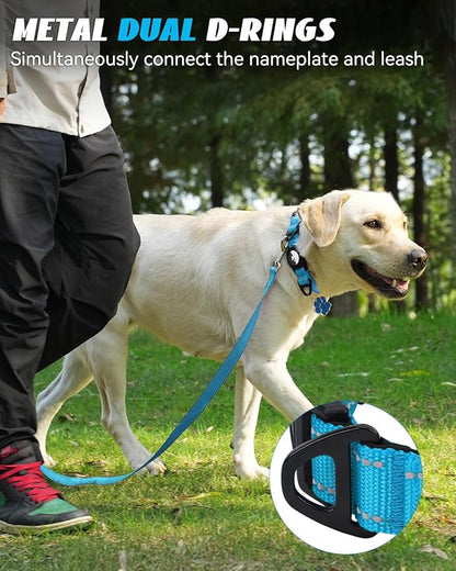 Joytale Airtag Dog Collar, Reflective Pet Collar with Waterproof AirTag Holder, Dual D-Rings, Soft Padded Adjustable for Small Dogs, SkyBlue, S