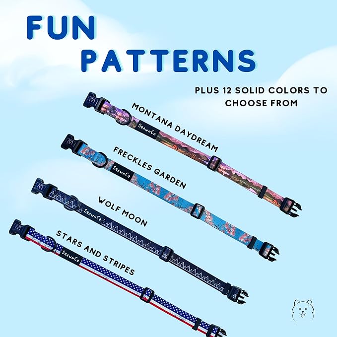 ShawnCo Dream Walk Dog Collar- Premium, Adjustable and Comfortable Pet Collar for Small, Medium, Large and Extra Large Dogs (S, Mustang Red)