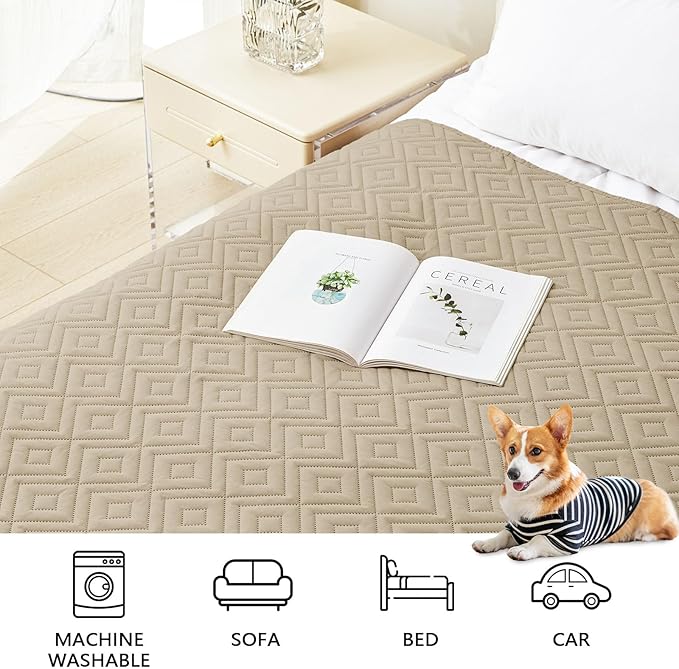 hyha Waterproof Dog Blanket, Soft Pet Bed Blankets, Waterproof Sofa Couch Cover for Dogs Washable, Reversible Pet Couch Covers for Sofa Furniture (30x53 Inch, Taupe/Beige)