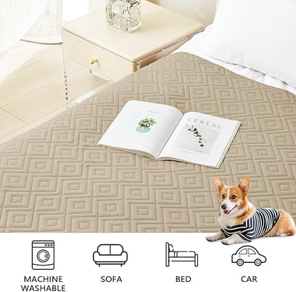 hyha Waterproof Dog Blanket, Soft Pet Bed Blankets, Waterproof Sofa Couch Cover for Dogs Washable, Reversible Pet Couch Covers for Sofa Furniture (30x53 Inch, Taupe/Beige)