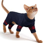 PUMYPOREITY Comfy Cat Pajamas, Versatile Cat Shirt for All-Day Wear, Soft Stretchy Sweater with Back Snap for Easy Wear, Breathable Recovery Suit for Surgery Recovery, L, Blue