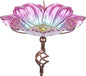 MUMTOP 31 Inch Height Glass Birdbath Birdfeeder with Metal Stake Garden Yard Outdoor Pink