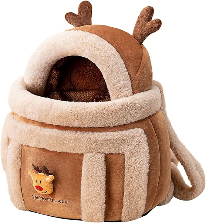 Pet Carrier Backpack Warm Travel Bag for Cat Dog Portable Small Animal Cage Outgoing Plush Bag Cat Winter Travel Bag