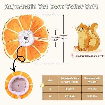 Cat Cone Collar Soft, Waterproof Cat Recovery Collar for Wound Healing After Surgery or Neutering Alternative to Elizabethan Collars Medical Neck Cone for Cats and Puppies (Orange, Small)