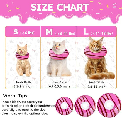 Cat Cone Collar Soft, Cat Recovery Collar for Wound Healing Cute Donut Adjustable Kitten Cones to Stop Licking Comfortable Lightweight Neck Elizabethan Collars for Kittens After Surgery