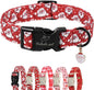 Christmas Dog Collar - Cute Red Santa Christmas Puppy Collar with Safety Buckle, Soft Adjustable Holiday Dog Collars for Small Medium Large Dogs L