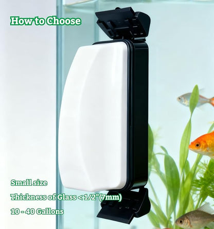 Aquarium Magnetic Tank Cleaner,Tool Brush for Aquarium,Effective Clean Buildups on The Glass,2 Scrapers,Self-Floating,Scratch Free,Nonslip,Strong Magnetic,DeeKleen Fish Tank Accessories(Small)