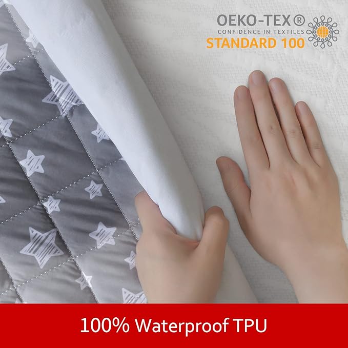 Waterproof Dog Bed Covers Replacement Washable Pet Hair Easy to Remove, Noiseless Quilted Puppy Pet Bed Cover Lovely Grey Star Print 32x44 Inches, for Dog/Cat, Cover Only
