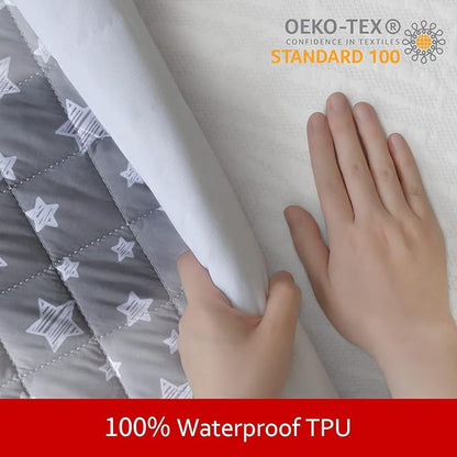 Waterproof Dog Bed Covers Replacement Washable Pet Hair Easy to Remove, Noiseless Quilted Puppy Pet Bed Cover Lovely Grey Star Print 32x44 Inches, for Dog/Cat, Cover Only