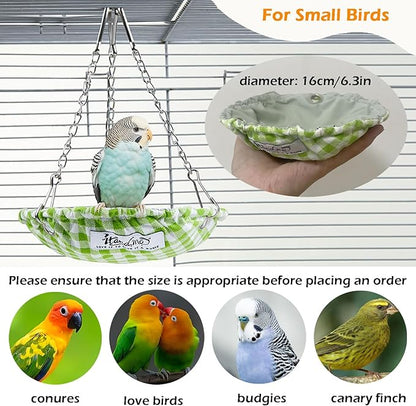 Waterproof Bird Bed for Cage, Hanging Bird Hammock Swing, Parakeet Bed Nest with Sturdy Bottom Won‘ t Collapse, Small Size Parrots Sleeping Hut for Conures, Budgies, Parakeet, Canary Finch (Green)
