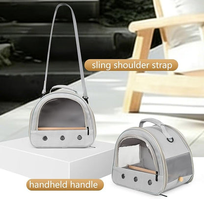 halinfer Small Bird Travel Carrier for Parakeet Budgies Parrot Cockatiel Conure, Portable Lightweight Clear Front Window with Horizontal Bar for 2 Birds Standing Perch