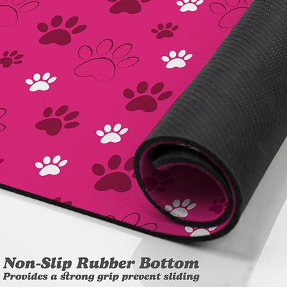 Dog Food Mat, Absorbent Water Bowl Mats Cat Pet Feeding Placemats Pink 16 * 24 inch