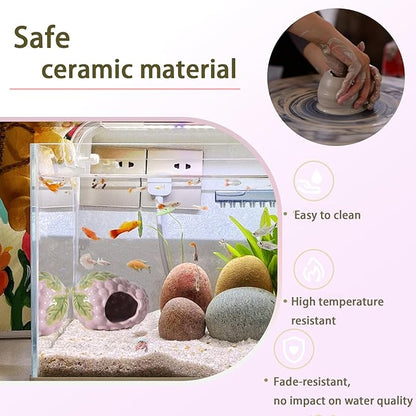 Aquarium Decor Cave Betta Fish Aquarium Accessories Ornaments Hiding Cave Grape House Hideout for Shrimp Cichlid Hermit Crab, Octopus Hiding Breeding for Tank (Purple)