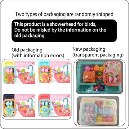 kathson Parrot Bathtub,Automatic Bird Shower Box,Multifunctional Parakeet Bathtub with Faucet,Bird Bathing Tub Pool Toy for Small Medium Birds Cockatiel Lovebird Budgie,Yellow