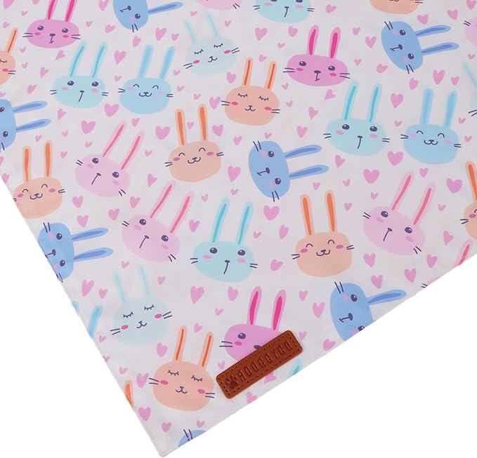 ADOGGYGO Easter Dog Bandanas 2 Pack, Reversible Bunny Carrot Print Puppy Scarf, Premium Fabric, Adjustable Fit Easter Bandana for Medium Large Dogs (Large)
