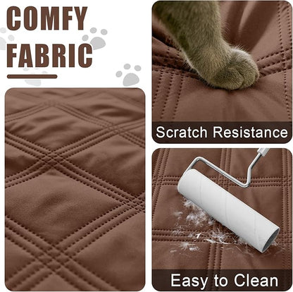 Smiry Waterproof Dog Bed Cover Blanket 68x82, Soft Reversible Pet Blanket, Washable Leakproof Cats Dogs Couch Cover for Sofa, Couch, Furniture, Brown/Beige