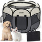 Pet Cat Playpen for Indoor Cats Enclosed, Puppy Dog Play Pen for Outdoor Travel Camping (Small Size, Beige & Dark Grey)