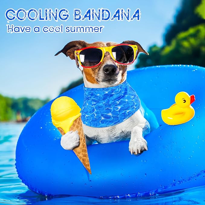Talltalk 5 Pieces Dog Cooling Bandanas Neck Wraps Ice Scarf Pet Dog Cooling Collar Hunting Training Hiking Camping Accessories for Summer(S)