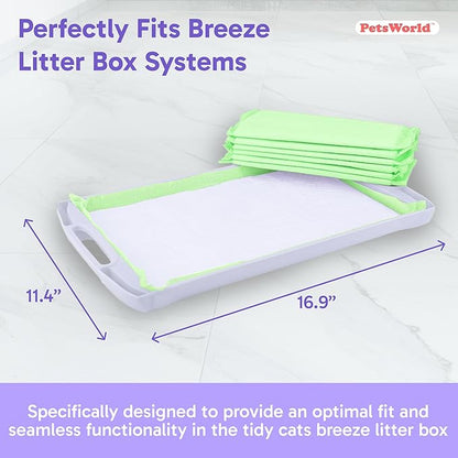 PETSWORLD Multi Cat Pad Refills for Cats Breeze Litter System, Ultra-Absorbent, Quick Dry - (1200 Count, Unscented)
