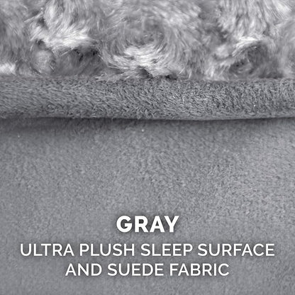Furhaven Replacement Dog Bed Cover Ultra Plush Faux Fur & Suede Contour Luxe Lounger, Machine Washable - Gray, Medium