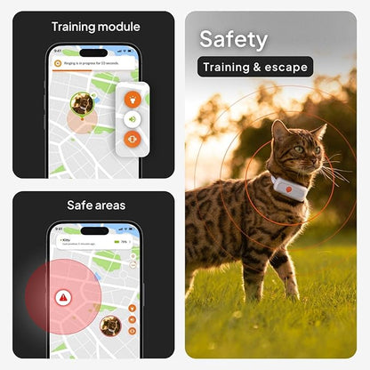 Weenect Cat XS - New GPS Tracker for Cats | Real-time Mini GPS Tracker for Cats | Smallest Model on The Market | Collar Included | Subscription Required (Black, Tracker XS)