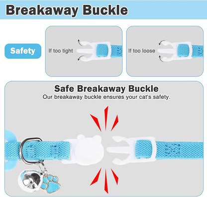 Airtag Cat Collar Breakaway, Stretchy Cat Tracker Collar with Apple Air Tag Holder for Boy Girl Cats, Elastic GPS Tracking Collars for Kittens and Puppies, Adjustable 9"-12" Blue