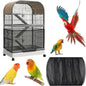 Large Bird Cage Cover, Breathable Nylon Mesh Seed Catcher with Adjustable Elastic Skirt, Black Birdcage Cover for Parrot Parakeet Cockatiel Cages (13.8x78.8-90.6 Inch)