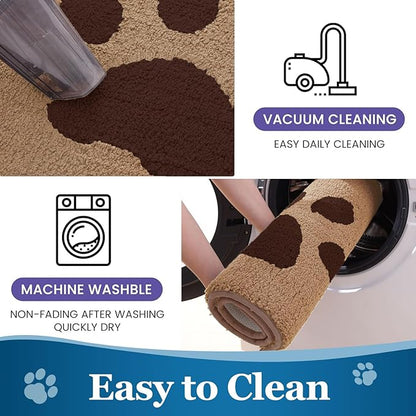 Buganda Dog Door Mat for Muddy Paws, Absorbent Dirt Trapper Washable Indoor Doormats, Non Slip Low-Profile Mud Mat for Dogs, Front Entrance Doormat for Inside Floor (59x35 Inches, Beige)