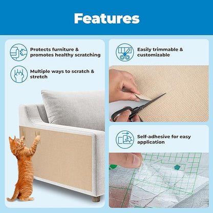 Best Pet Supplies Catify Cat Scratcher, Fun Interactive Scratchers, Posts, Poles, Claw Safe, Furniture Saver Indoor Play Support Natural Cat Behaviors Heavy Duty - Beige (78.7 x 15.8)